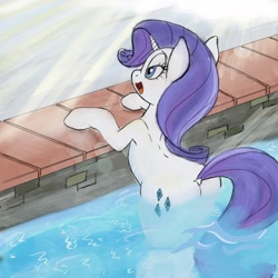 Size: 2048x2048 | Tagged: safe, artist:stammis, rarity, pony, unicorn, g4, butt, high res, plot, rearity, sidemouth, solo, water
