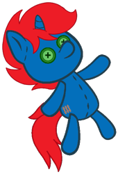 Size: 457x674 | Tagged: safe, artist:chipwanderer, artist:ry-bluepony1, oc, oc only, oc:train track, pony, unicorn, g4, base used, blue coat, button eyes, doll, hair, hearth's warming doll, horn, male, male oc, mane, pony oc, show accurate, simple background, solo, stallion, stallion oc, stitches, tail, toy, transparent background, unicorn oc