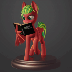 Size: 600x600 | Tagged: safe, artist:enteryourponyname, oc, oc only, oc:melon heart, pegasus, pony, fallout equestria, 3d, animated, blender, blender eevee, blushing, book, butt, freckles, frog (hoof), gif, gradient background, loop, perfect loop, plot, reading, solo, turnaround, underhoof, wing hands, wing hold, wings