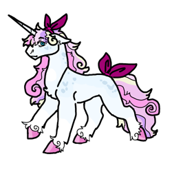 Size: 500x500 | Tagged: safe, artist:sunbitten, oc, oc only, oc:guarded heart, pony, unicorn, bow, chest fluff, concave belly, female, hair bow, mare, offspring, parent:princess cadance, parent:shining armor, parents:shiningcadance, simple background, solo, tail, tail bow, transparent background