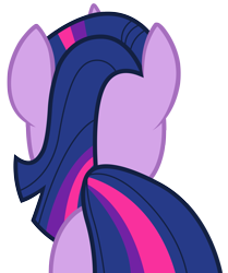 Size: 2861x3419 | Tagged: safe, artist:estories, twilight sparkle, pony, unicorn, g4, back, female, high res, mane, mare, multicolored mane, multicolored tail, rear view, simple background, solo, tail, transparent background, unicorn twilight, vector
