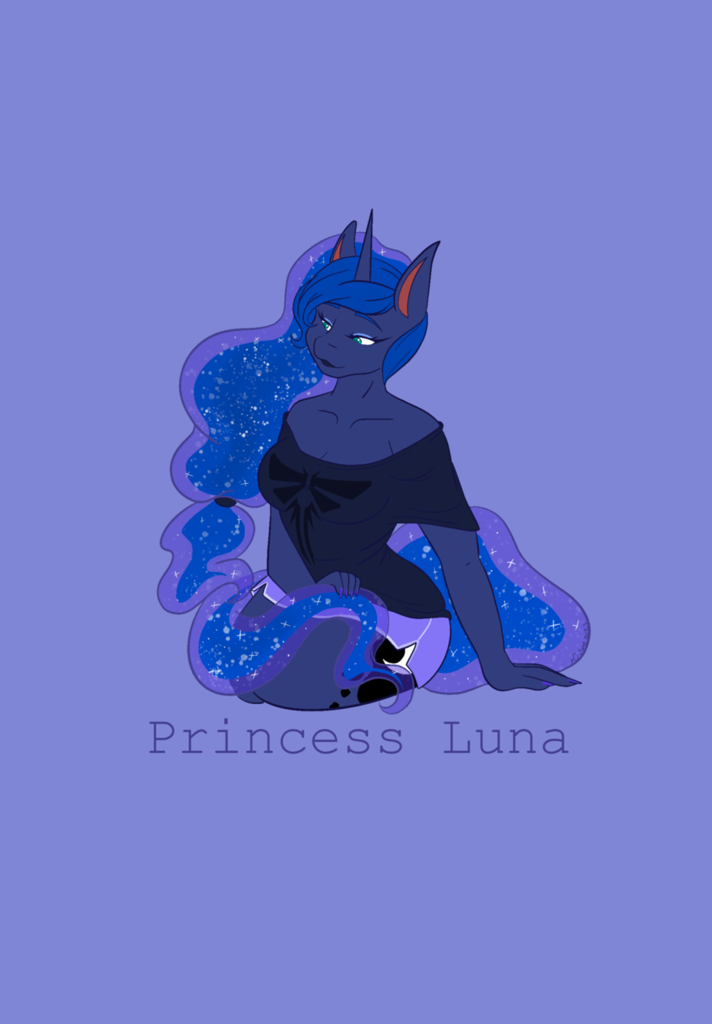 [alicorn,alternate hairstyle,anthro,breasts,clothes,female,kneeling,mare,pajamas,princess luna,safe,simple background,solo,lidded eyes,part of a set,purple background,artist:mscolorsplash,busty princess luna]