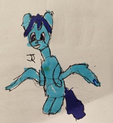 Size: 1834x1990 | Tagged: safe, artist:joeydr, oc, oc only, oc:cobalt breeze, pegasus, pony, female, flying, newbie artist training grounds, solo, traditional art