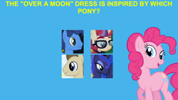 Size: 1920x1080 | Tagged: safe, anonymous editor, edit, edited screencap, screencap, crescent pony, mane moon, moondancer, night light, pinkie pie, princess luna, alicorn, earth pony, pony, unicorn, g4, blue background, female, glasses, male, mare, question, simple background, stallion