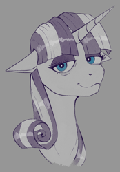 Size: 600x860 | Tagged: safe, artist:stray prey, twilight velvet, pony, unicorn, g4, bust, gray background, portrait, simple background, solo