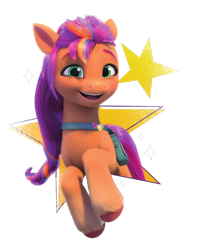 Size: 588x734 | Tagged: safe, sunny starscout, earth pony, pony, g5, my little pony: make your mark, official, female, mane stripe sunny, mare, simple background, stars, stock render, transparent background