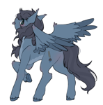 Size: 2164x2187 | Tagged: safe, artist:ruru_01, oc, oc only, pegasus, pony, :p, blushing, commission, ear blush, ear fluff, hoof fluff, long mane, looking at you, male, male oc, raised hoof, simple background, solo, spread wings, stallion, tongue out, white background, wing fluff, wings