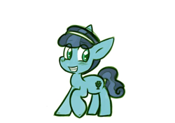 Size: 680x478 | Tagged: safe, artist:zutcha, crystal hoof, thorax, crystal pony, earth pony, pony, g4, disguise, disguised changeling, eye clipping through hair, grin, looking away, male, simple background, smiling, solo, stallion, white background