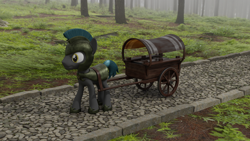 Size: 1920x1080 | Tagged: safe, artist:dracagon, earth pony, pony, 3d, armor, cart, male, solo, stallion