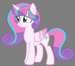Size: 938x828 | Tagged: safe, artist:star polaris and friends, derpibooru exclusive, princess flurry heart, alicorn, pony, g4, base used, colored wings, colored wingtips, cute, cyan eyes, female, flurrybetes, folded wings, gray background, mare, older, older flurry heart, simple background, smiling, solo, standing, wings