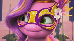 Size: 1920x1080 | Tagged: safe, screencap, pipp petals, pegasus, pony, g5, my little pony: make your mark, my little pony: make your mark chapter 4, the manesquerade ball, spoiler:g5, close-up, eyeshadow, female, makeup, mare, mask, smiling