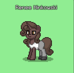 Size: 835x823 | Tagged: safe, oc, oc only, pony, unicorn, clothes, green background, ponified, renee minkowski, simple background, solo, tank top, wolf 359