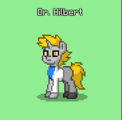 Size: 833x824 | Tagged: safe, oc, oc only, pony, unicorn, clothes, dr hilbert, green background, lab coat, ponified, simple background, solo, wolf 359