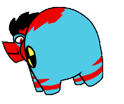Size: 378x318 | Tagged: safe, artist:yamston, oc, oc only, oc:lance greenfield, zebra, fanfic:living the dream, animated, black hair, cutie mark, dumpy, gif, male, red eyes, red stripes, simple background, solo, stripes, transparent background, zebra oc