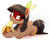 Size: 2100x1700 | Tagged: safe, artist:thebatfang, oc, oc only, oc:kuruminha, earth pony, pony, banana, brazil, eating, face paint, feather, female, food, fruit, herbivore, licking, licking food, lidded eyes, looking at you, lying down, nation ponies, ponified, prone, simple background, solo, suggestive eating, tongue out, white background