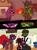 Size: 986x1320 | Tagged: safe, artist:yamston, oc, oc only, oc:louie swain, oc:strawell, oc:vesper swain, dog, earth pony, hybrid, pony, anthro, 4 panel comic, anthro oc, anthro with ponies, armor, baby, brown fur, button-up shirt, clothes, comic, crib, cute, dress shirt, family, female, fire, glasses, hat, interspecies offspring, male, necktie, no pants, oc x oc, offspring, parent:oc:louie swain, parent:oc:strawell, purple mane, red coat, red hair, ruins, shipping, shirt, stare, time skip