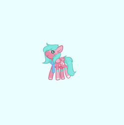 Size: 2168x2175 | Tagged: safe, artist:tinykiru, oc, oc only, oc:nano(nanopone), pegasus, pony, blue background, clothes, cyan background, female, high res, scarf, side view, simple background, solo, wings