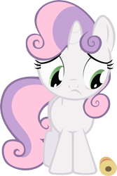 Size: 3333x5000 | Tagged: safe, artist:fabulouspony, sweetie belle, pony, unicorn, g4, stare master, absurd resolution, female, filly, foal, sad, simple background, solo, spool, transparent background, vector