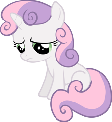 Size: 4552x5000 | Tagged: safe, artist:fabulouspony, sweetie belle, pony, unicorn, g4, stare master, absurd resolution, female, filly, foal, horn, looking down, sad, simple background, sitting, solo, tail, transparent background, vector