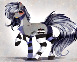 Size: 4351x3507 | Tagged: safe, artist:krissstudios, earth pony, pony, clothes, male, scar, socks, solo, stallion, striped socks