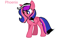 Size: 910x443 | Tagged: safe, oc, oc only, oc:phoenix, alicorn, pony, base used, confused, frown, genderfluid, genderfluid pride flag, looking down, multicolored eyes, multicolored hair, multicolored tail, pink coat, pride, pride flag, simple background, solo, tail, text, white background