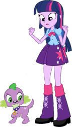 Size: 399x698 | Tagged: safe, edit, edited screencap, editor:pascalmulokozi2, screencap, spike, twilight sparkle, alicorn, dog, human, equestria girls, g4, my little pony equestria girls, background removed, clothes, collar, dog collar, duo, female, male, shoes, simple background, skirt, spike the dog, transparent background, twilight sparkle (alicorn)