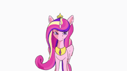 Size: 1067x600 | Tagged: safe, artist:karibela, princess cadance, alicorn, pony, g4, animated, female, galloping, gif, glowing, glowing horn, horn, it's coming right at us, magic, mare, running, simple background, solo, spread wings, white background, wings