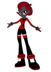 Size: 794x1123 | Tagged: safe, artist:biggernate91, derpibooru exclusive, editor:biggernate91, oc, oc only, oc:darkstar, human, equestria girls 10th anniversary, equestria girls, g4, base used, black and red, bow, bracelet, dark skin, equestria girls-ified, female, hair bow, inkscape, jewelry, leg band, red and black oc, simple background, solo, transparent background, vector