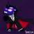 Size: 603x615 | Tagged: safe, artist:yamston, oc, oc:star chaser(ltd), alicorn, pony, fanfic:living the dream, 2022, antagonist, blue coat, cape, clothes, evil, evil smile, glowing, glowing eyes, grin, horn, parent:oc:frederic bourdages, parent:princess luna, smiling, solo, suit