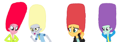 Size: 9206x3219 | Tagged: safe, artist:bigpurplemuppet99, blueberry pie, derpy hooves, raspberry fluff, sunset shimmer, human, equestria girls, g4, beehive hairdo, simple background, the muffins, transparent background