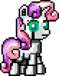 Size: 410x530 | Tagged: safe, artist:danatron1, sweetie belle, gynoid, pony, robot, robot pony, unicorn, friendship is witchcraft, g4, female, filly, foal, pixel art, simple background, solo, sweetie bot, transparent background