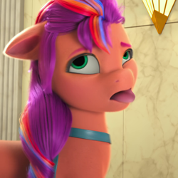 Size: 1080x1080 | Tagged: safe, screencap, sunny starscout, earth pony, pony, a little horse, g5, my little pony: make your mark, my little pony: make your mark chapter 4, spoiler:g5, spoiler:my little pony: make your mark, spoiler:my little pony: make your mark chapter 4, spoiler:mymc04e06, bleh, cropped, faic, female, mane stripe sunny, mare, solo, tongue out