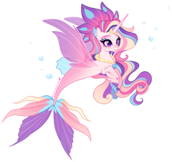 Size: 1280x1204 | Tagged: safe, artist:gihhbloonde, alicorn, merpony, seapony (g4), bubble, crown, dorsal fin, eyelashes, eyeshadow, female, fin, fin wings, fins, fish tail, flowing mane, flowing tail, horn, jewelry, long horn, magical lesbian spawn, makeup, necklace, offspring, parent:princess cadance, parent:queen novo, purple eyes, regalia, seaponified, simple background, smiling, solo, species swap, swimming, tail, transparent background, underwater, water, wings