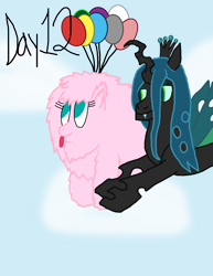 Size: 3000x3884 | Tagged: safe, artist:ktd1993, queen chrysalis, oc, oc:fluffle puff, pony, g4, canon x oc, duo, female, high res, lesbian, ship:chrysipuff, shipping