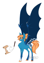 Size: 3300x4688 | Tagged: safe, artist:parrpitched, oc, oc only, oc:indigo waves, bat pony, pony, bat pony oc, bat wings, concave belly, large wings, simple background, solo, transparent background, wings