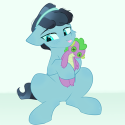 Size: 2000x2000 | Tagged: safe, artist:thieftea, crystal hoof, spike, thorax, pony, g4, :p, disguise, disguised changeling, high res, plushie, solo, tongue out, two toned mane