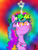 Size: 1620x2160 | Tagged: safe, artist:jesslmc16, izzy moonbow, pony, unicorn, bridlewoodstock (make your mark), g5, my little pony: make your mark, my little pony: make your mark chapter 4, spoiler:g5, bridlewoodstock, bust, colored, daisy (flower), digital art, eyelashes, fanart, female, floral head wreath, flower, flower in hair, jewelry, mare, multicolored hair, necklace, neon, portrait, procreate app, rainbow background, solo, sunglasses