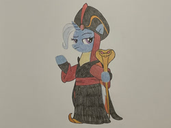 Size: 1280x960 | Tagged: safe, artist:don2602, trixie, pony, unicorn, g4, aladdin, clothes, cosplay, costume, crossover, disney, jafar, solo, staff, traditional art
