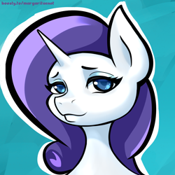 Size: 2000x2000 | Tagged: safe, artist:margaritaenot, rarity, pony, unicorn, g4, blue background, bust, gradient background, high res, portrait, simple background, solo