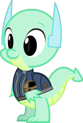 Size: 1201x1768 | Tagged: safe, artist:php170, oc, oc only, oc:alex, dragon, fallout equestria, clothes, dragon oc, fallout, horn, jumpsuit, male, male oc, non-pony oc, pipboy, simple background, smiling, solo, tail, transparent background, vault suit, vector, wings