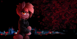 Size: 3500x1800 | Tagged: safe, artist:rainbowfire, oc, oc only, earth pony, pony, business, business suit, businessmare, city, clothes, evil, female, injured, jacket, jewelry, john wick, looking at you, mare, night, raised hoof, red eyes, serious, solo, tree