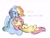 Size: 1992x1506 | Tagged: safe, artist:lbrcloud, fluttershy, rainbow dash, pegasus, pony, g4, duo, female, lesbian, ship:flutterdash, shipping, simple background, white background