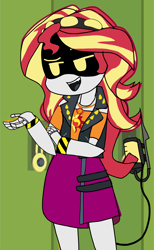 Size: 3058x4960 | Tagged: safe, artist:sketchyboi25, edit, edited screencap, screencap, sunset shimmer, robot, equestria girls, g4, disassembly drone, drone, lockers, murder drones, roboticization, shimmerbot, smg4, solo