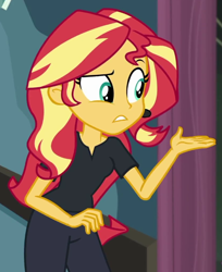 Size: 556x681 | Tagged: safe, screencap, sunset shimmer, human, all the world's off stage, equestria girls, g4, my little pony equestria girls: better together, cropped, solo