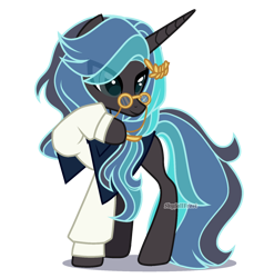 Size: 1400x1470 | Tagged: safe, artist:skyfallfrost, oc, oc only, oc:candlelight wish, pony, unicorn, clothes, female, glasses, mare, not chrysalis, simple background, solo, transparent background