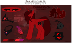 Size: 2913x1755 | Tagged: safe, artist:sparkie45, oc, oc only, oc:bea adversaria, alicorn, pony, black sclera, commission, commission open, fangs, long tail, magic, reference sheet, solo, tail, text