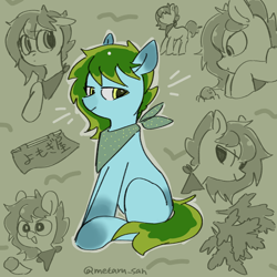 Size: 1280x1280 | Tagged: safe, artist:metaruscarlet, oc, oc only, oc:yomogi artemisia, earth pony, pony, spider, earth pony oc, japanese, mochi, open mouth, solo