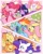 Size: 1440x1786 | Tagged: safe, artist:bland__boy, applejack, fluttershy, pinkie pie, rainbow dash, rarity, twilight sparkle, alicorn, earth pony, pegasus, pony, unicorn, g4, book, cupcake, ear piercing, female, food, glasses, group, jewelry, leaves, leaves in hair, lesbian, mane six, mare, necklace, piercing, sextet, ship:flutterdash, ship:rarijack, ship:twinkie, shipping, wooden spoon