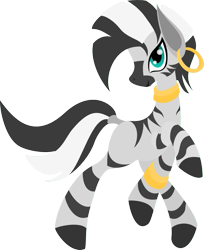 Size: 827x1014 | Tagged: safe, artist:sophor, zecora, zebra, g4, ear piercing, earring, female, jewelry, lineless, looking at you, neck rings, piercing, ring, simple background, solo, transparent background