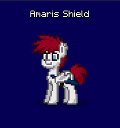 Size: 526x560 | Tagged: safe, oc, oc only, oc:amaris shield, bat pony, pony, pony town, blue background, simple background, solo
